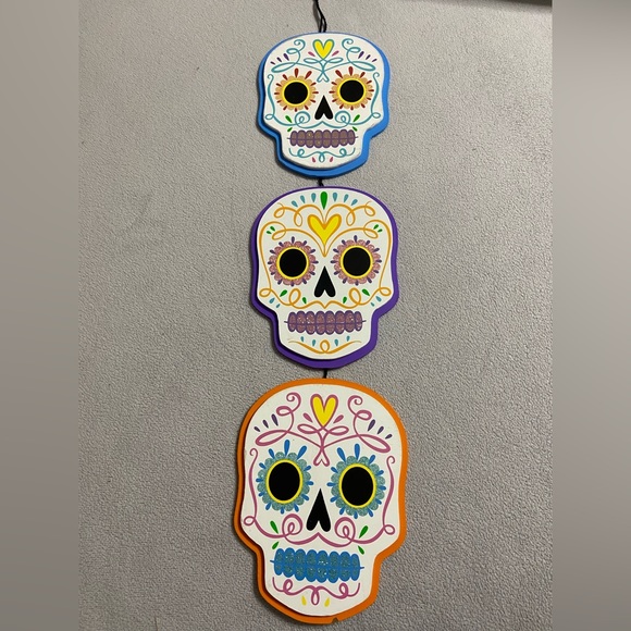 3-Sugar Skulls Wall Hanging Sign - Picture 1 of 4